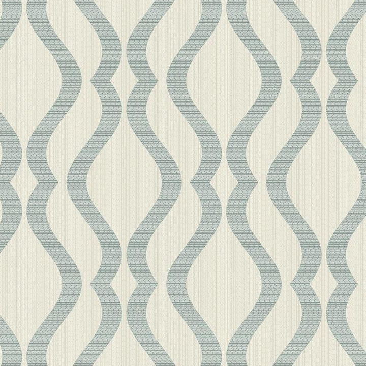 View 2834-25066 Advantage Metallic Blues Ogee Wallpaper by Advantage