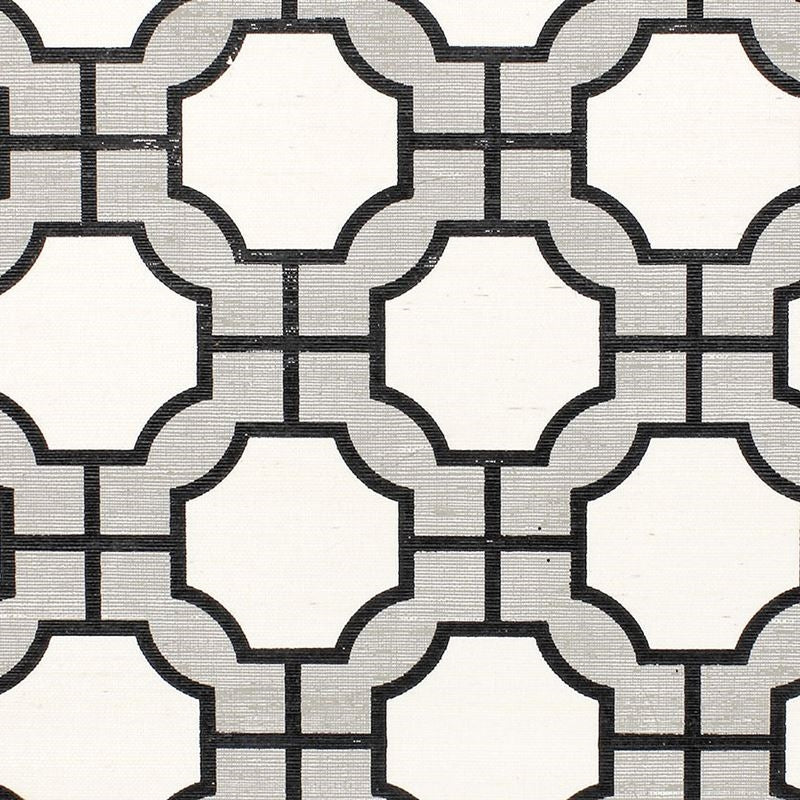Purchase 5196 Imperial Gates Grey and Black on White Manila Hemp Phillip Jeffries Wallpaper
