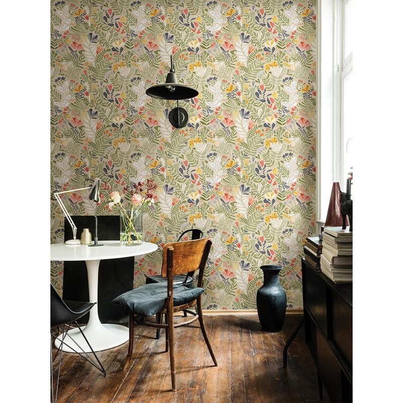 Purchase 2999-55011 Annelie Brittsommar Green Woodland Floral Beige Green A-Street Prints Wallpaper