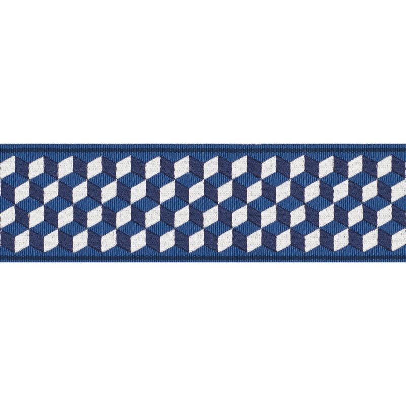 71261 | Tumbling Blocks Tape, Bleu - Schumacher Fabric