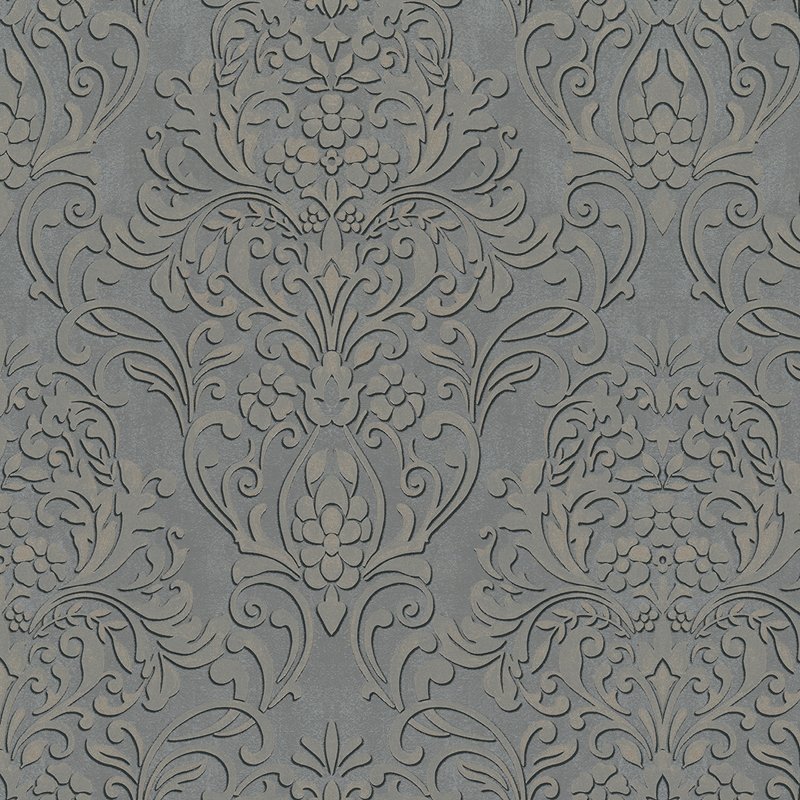 Looking 4041-32605 Passport Anders Pewter Damask Wallpaper Pewter by Advantage
