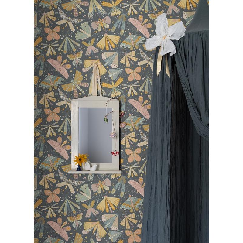 Find 4111-63022 Briony Flyga Blue Butterfly Bonanza Wallpaper Blue A-Street Prints Wallpaper