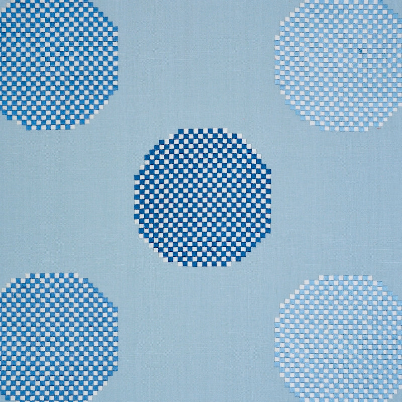 Purchase sample of 78942 Hansen Embroidery, Blue by Schumacher Fabric