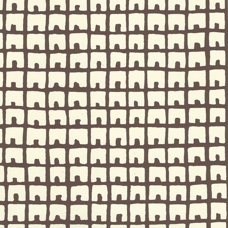 Acquire 4040-01WP Fez Background Brown on Off White by Quadrille Wallpaper