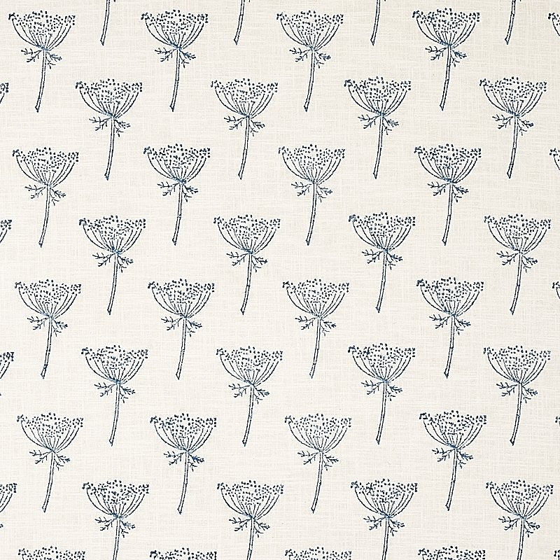 Purchase sample of 179810 Wild Carrot Hand Block Print, Indigo by Schumacher Fabric