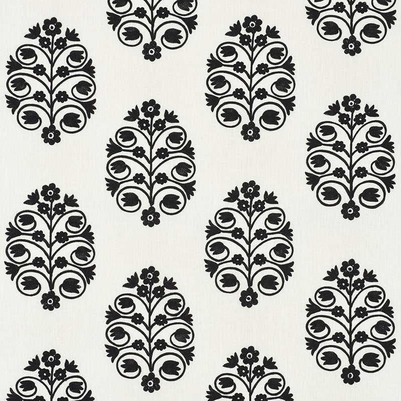 Purchase sample of 72090 Talitha Embroidery, Blackwork by Schumacher Fabric