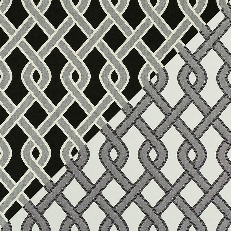 Purchase sample of 79571 Cleo Trellis Indoor/Outdoor, Black by Schumacher Fabric