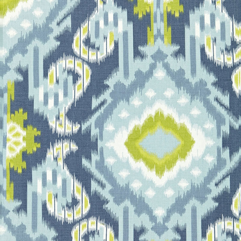 Purchase sample of 174982 Kiribati Ikat Print, Aquamarine by Schumacher Fabric
