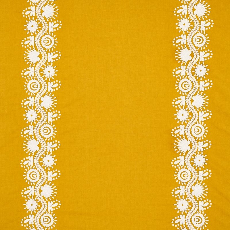 Purchase sample of 80740 Theodora Embroidery, Saffron by Schumacher Fabric
