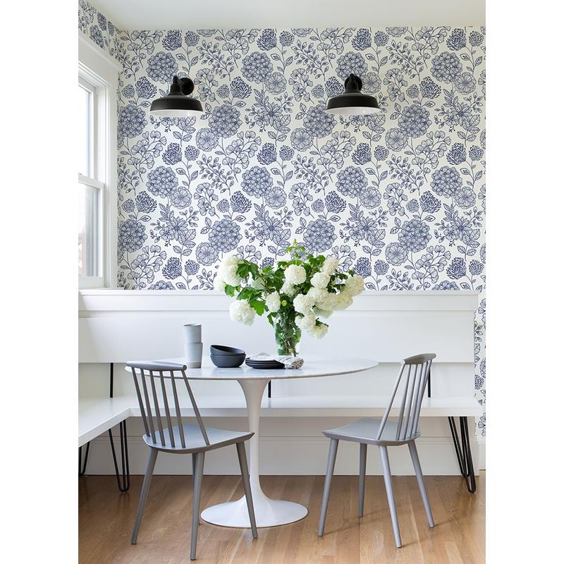 Order 2975-26205 Scott Living II Ada Blue Floral Blue A-Street Prints Wallpaper