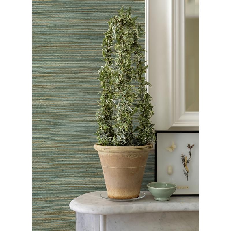 Find 2972-86125 Loom Kira Turquoise Hemp Grasscloth Wallpaper Turquoise A-Street Prints Wallpaper