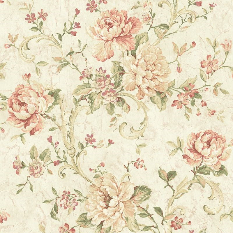 Looking MV80401 Vintage Home 2 Floral Scroll by Wallquest Wallpaper