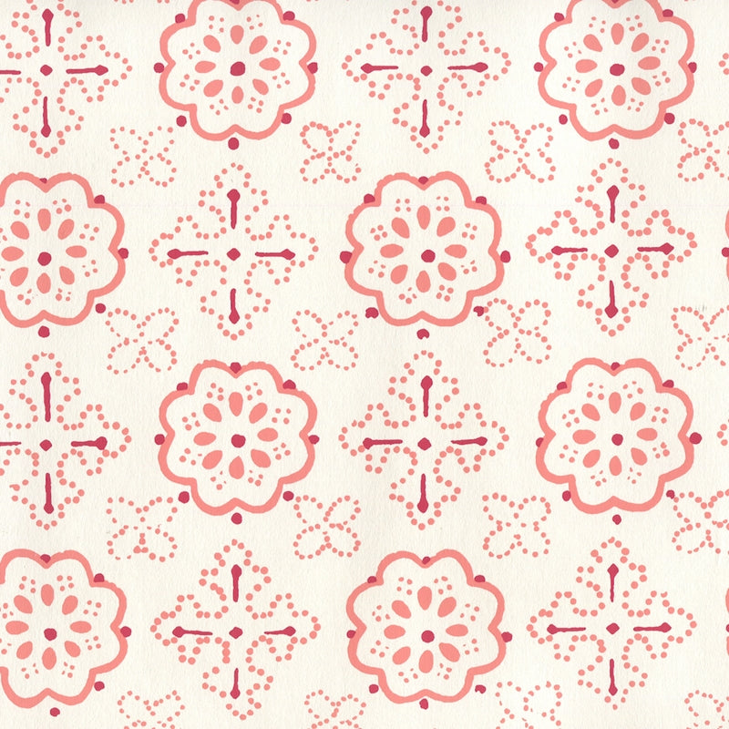 Select 306305W Crawford Multi Red Terracotta On Almost White by Quadrille Wallpaper
