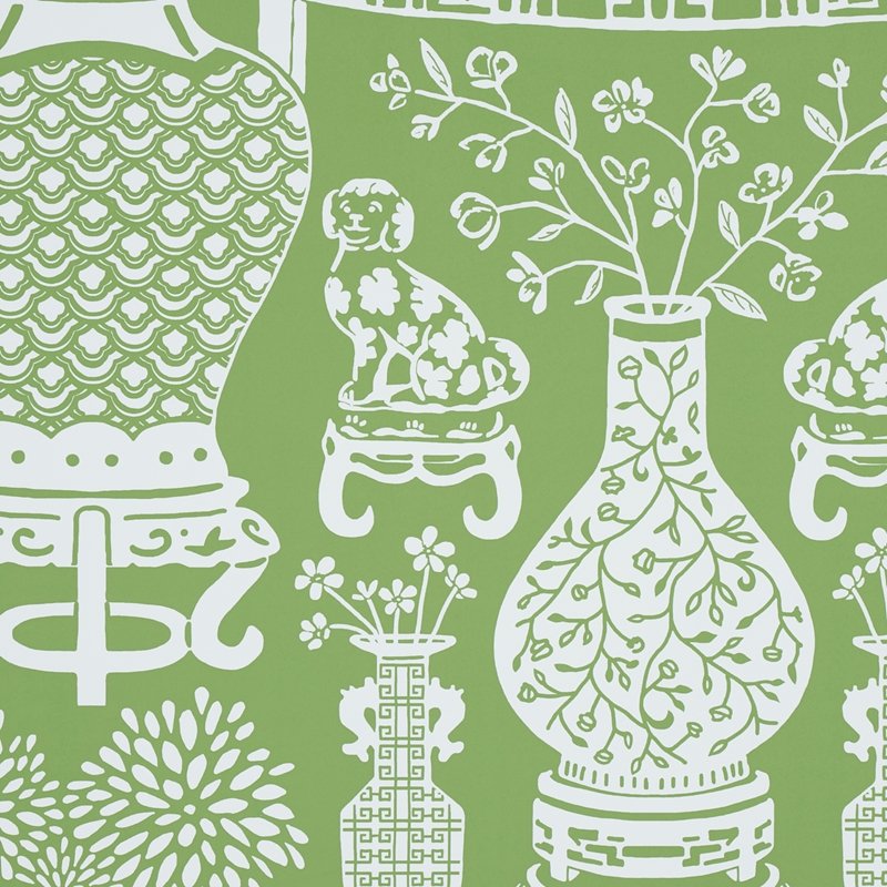 View 5010552 Hellene Green Schumacher Wallcovering Wallpaper