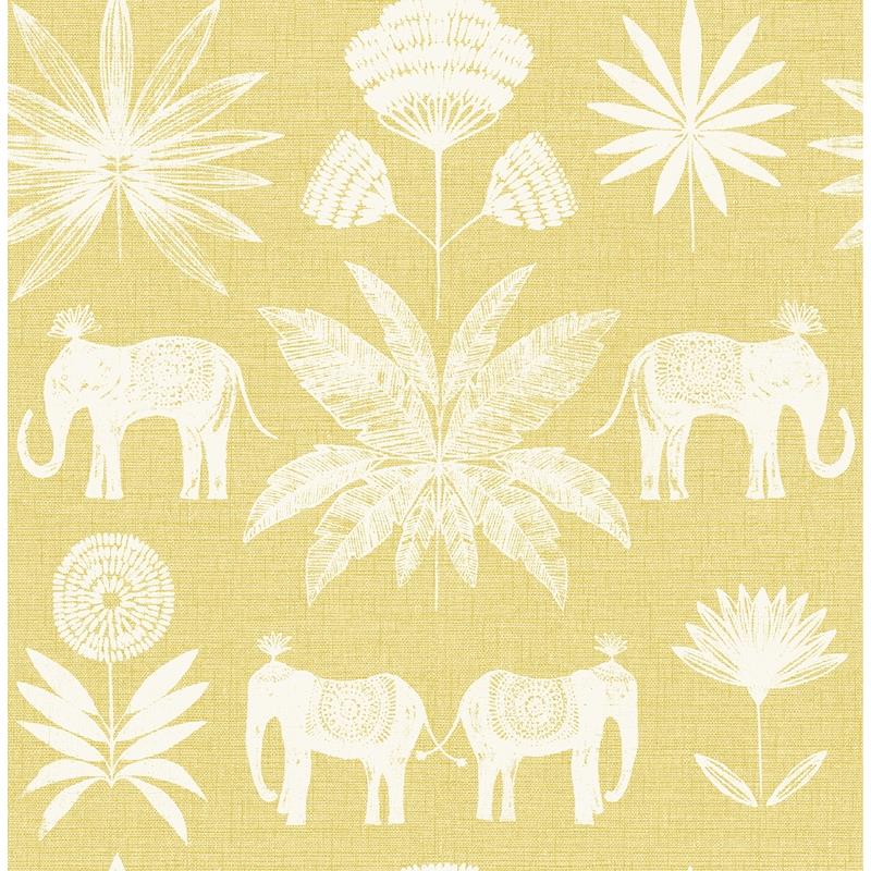 Order 4014-26434 Seychelles Bazaar Yellow Elephant Oasis Wallpaper Yellow A-Street Prints Wallpaper
