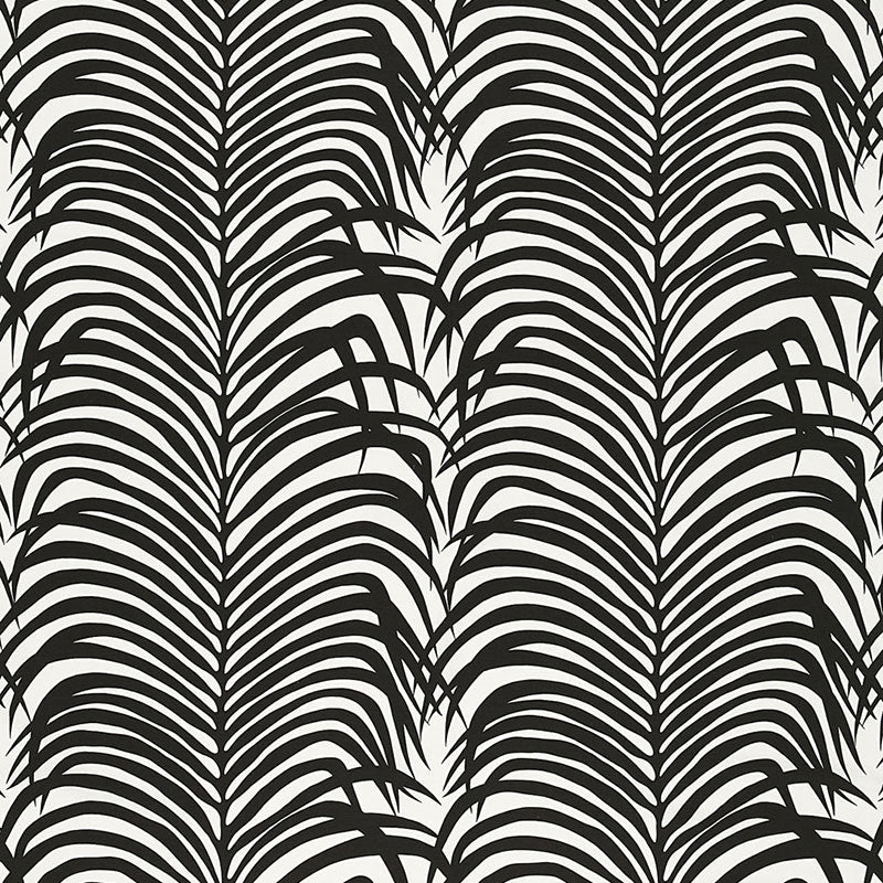 Purchase sample of 174872 Zebra Palm, Ebony by Schumacher Fabric