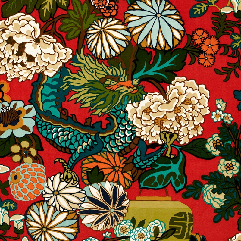 Purchase sample of 81172 Chiang Mai Dragon Velvet, Laquer by Schumacher Fabric