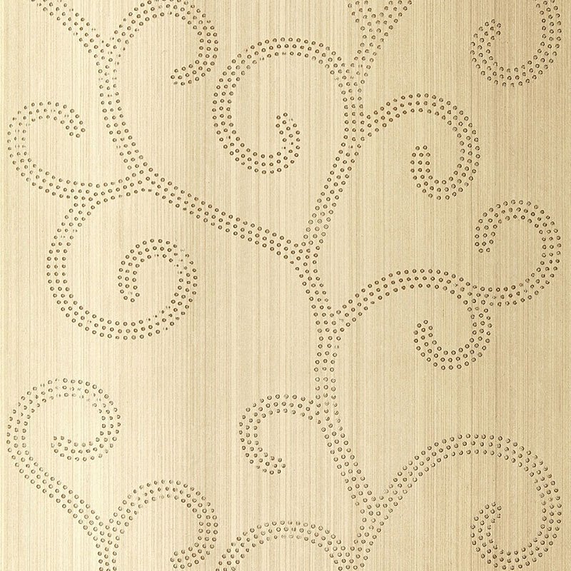 Shop 5005702 Raindrop Scroll White Gold Schumacher Wallpaper