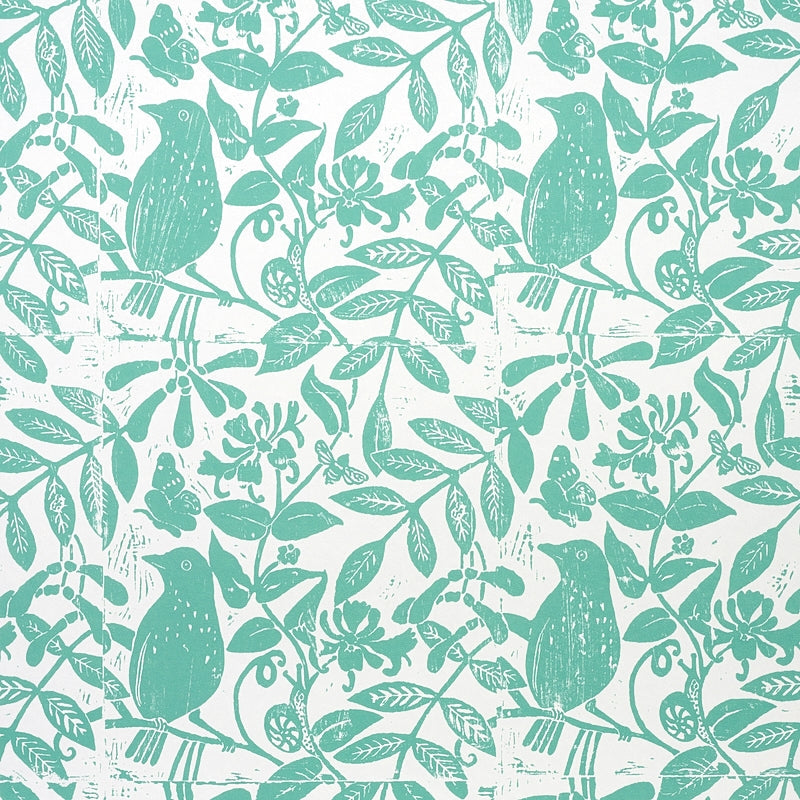 Search 5011192 Bird & Bee Seaglass Schumacher Wallpaper