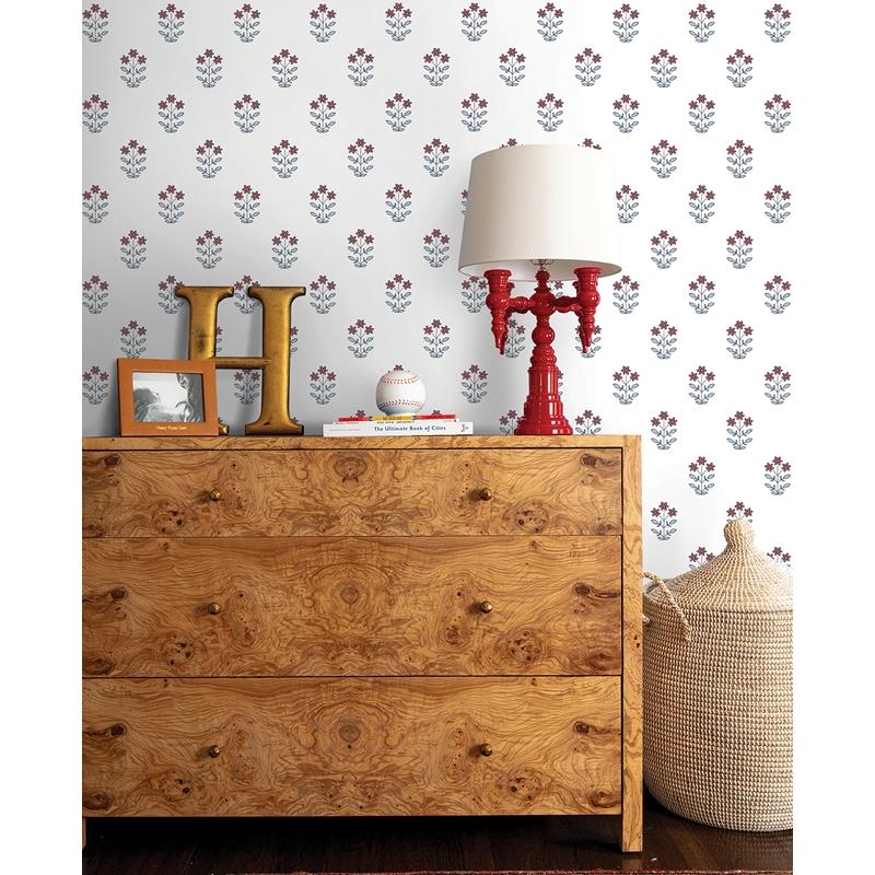 Shop AST4361 Erin Gates Kit Red Floral Wallpaper Red A-Street Prints Wallpaper