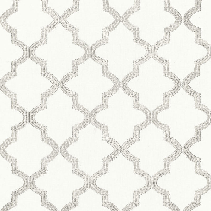 Purchase sample of 68343 Tangier Embroidery, Silver by Schumacher Fabric