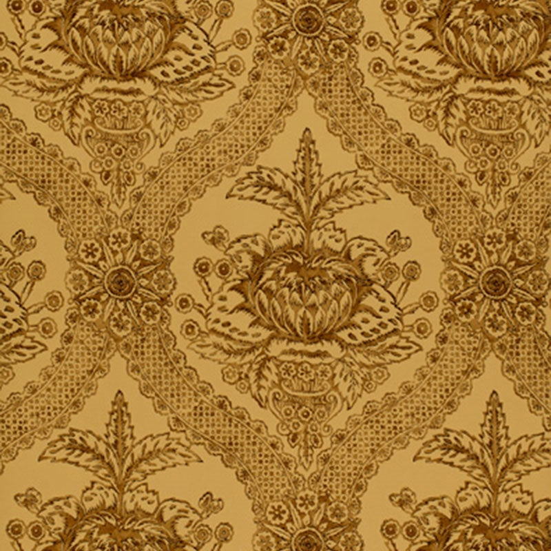 View 5004171 Haddon Hall Damask Umber Schumacher Wallpaper