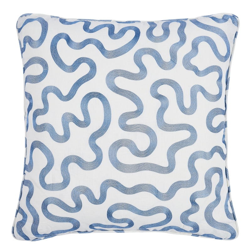 So78079006 | Riley 22" Pillow, Navy On Ivory - Schumacher Furniture and Accessories
