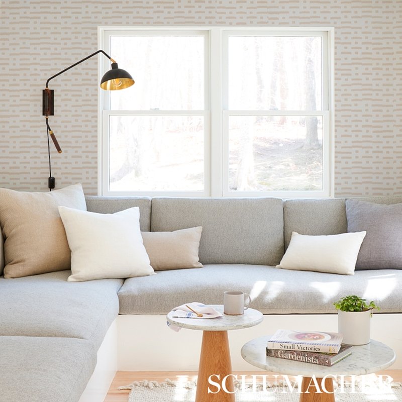 Select 5013091 Abstract Ikat Natural Schumacher Wallcovering Wallpaper