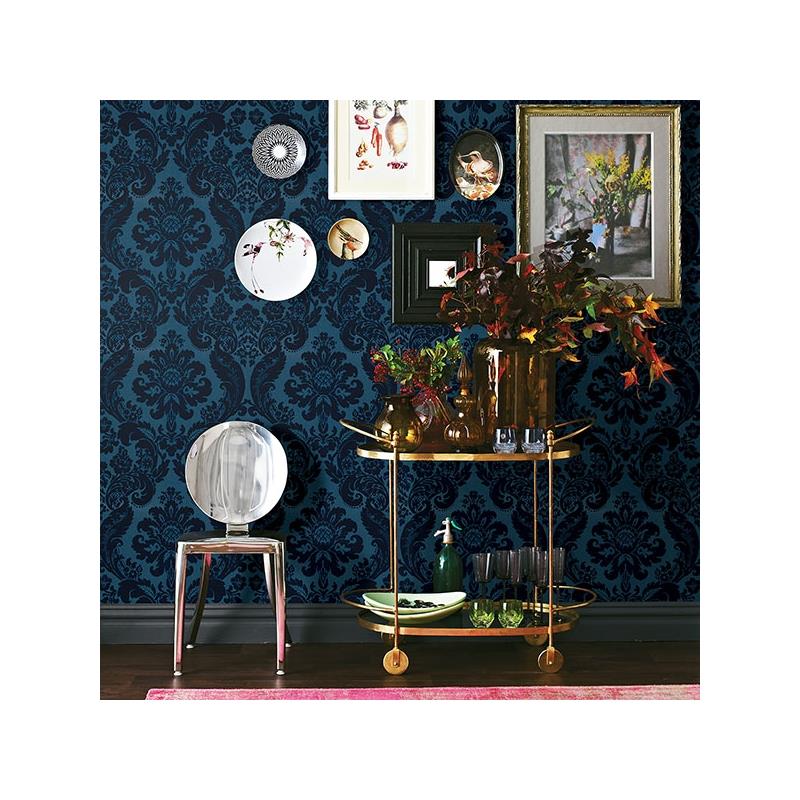 Find 2763-87310 Moonlight Blue Damasks A-Street Prints Wallpaper
