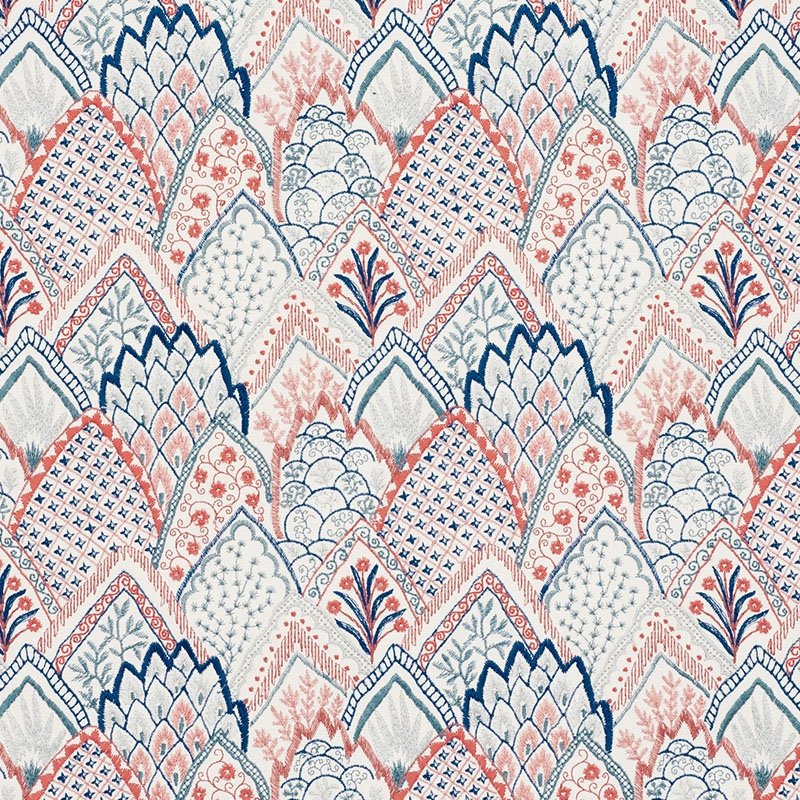 Purchase sample of 76310 Albizia Embroidery, Delft & Rose by Schumacher Fabric