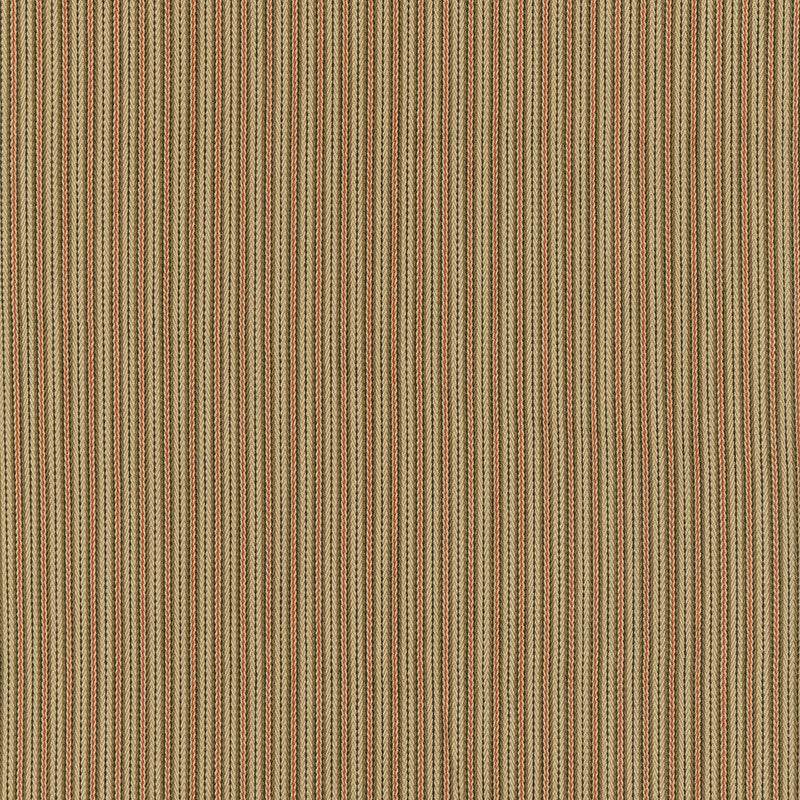 Purchase sample of 63004 Baker Cotton Stripe, Flax/Mocha/Red by Schumacher Fabric