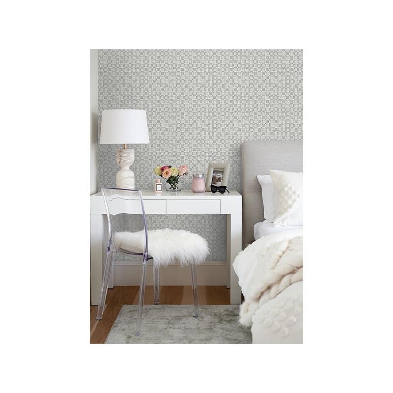 Find 2976-86532 Grey Resource Sarni Platinum Grid Platinum A-Street Prints Wallpaper