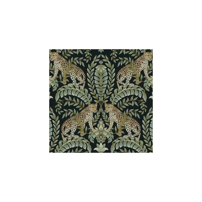 Sample - KT2205 Ronald Redding 24 Karat, Jungle Leopard Wallpaper Black/Green by Ronald Redding