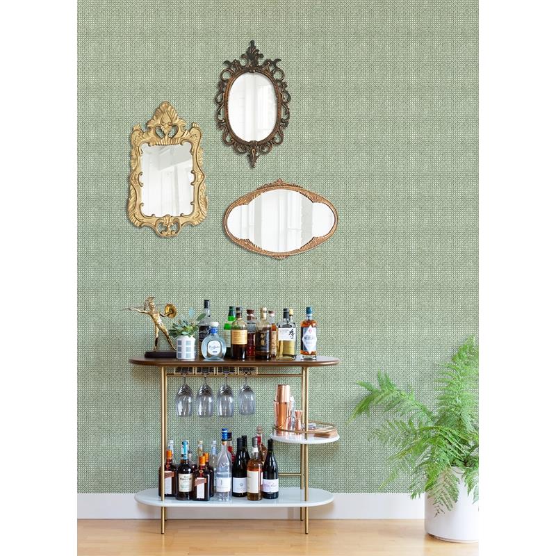 Find 4014-26438 Seychelles Zia Green Basketweave Wallpaper Green A-Street Prints Wallpaper