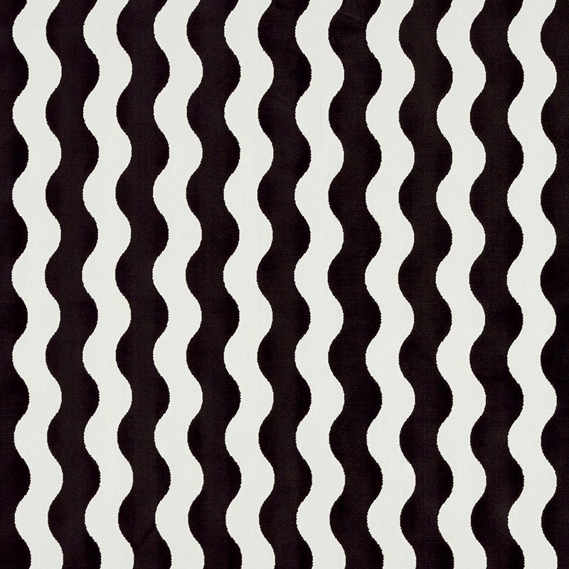 Purchase sample of 69420 The Wave, Black by Schumacher Fabric