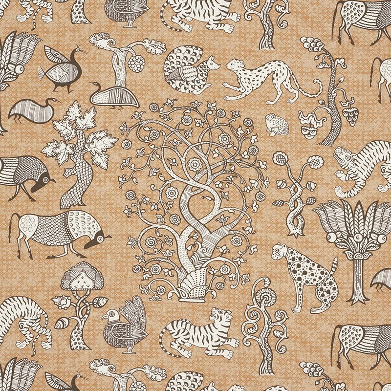 Purchase sample of 178322 Animalia, Carbon & Sienna by Schumacher Fabric