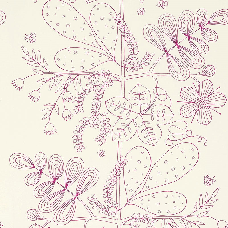 Purchase sample of 176202 Blommen Print, Fuchsia by Schumacher Fabric