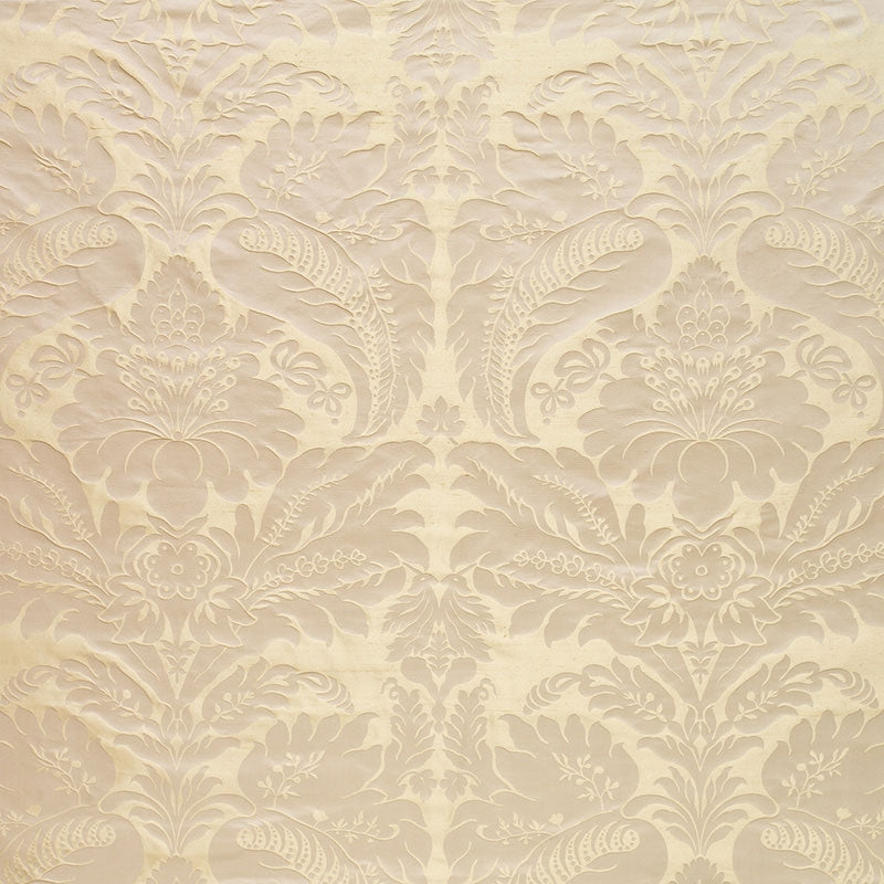 Purchase sample of 63734 Bennet Silk Damask, Platinum by Schumacher Fabric