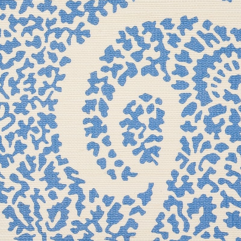 Purchase 5013030 Ambala Paisley Sisal Bright Blue Schumacher Wallcovering Wallpaper