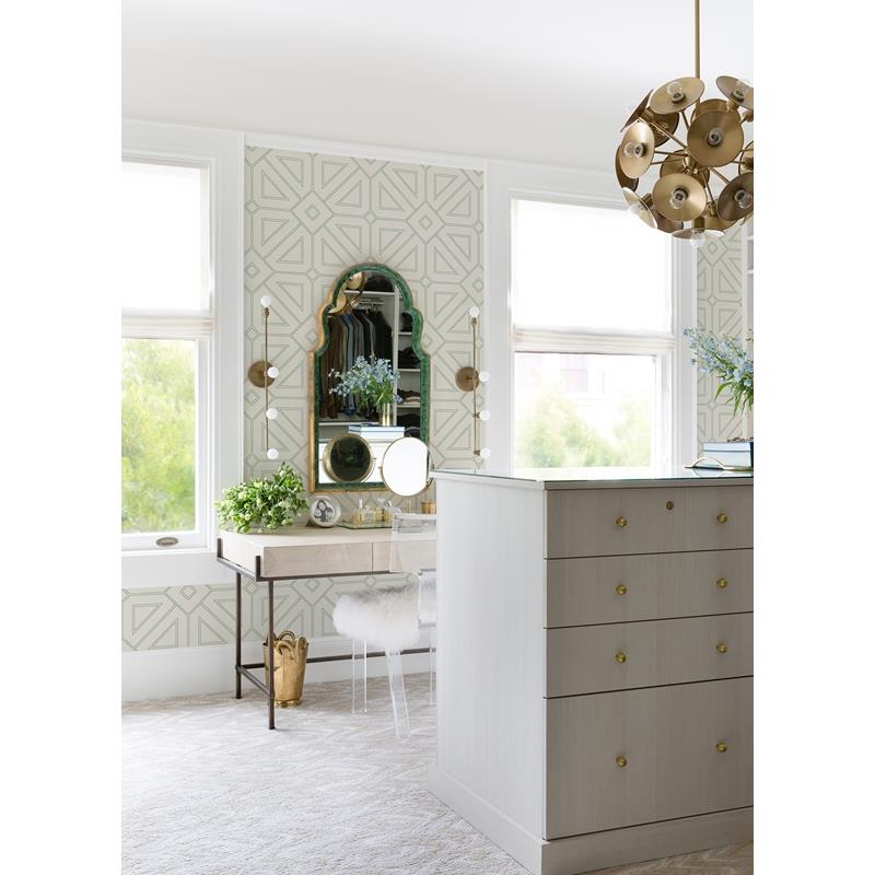 View 2973-87373 Daylight Voltaire Green Beaded Geometric Green A-Street Prints Wallpaper