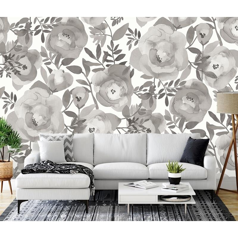 Looking for ASTM3906 Katie Hunt Blooming Floral Dove Grey Wall Mural A-Street Prints Wallpaper