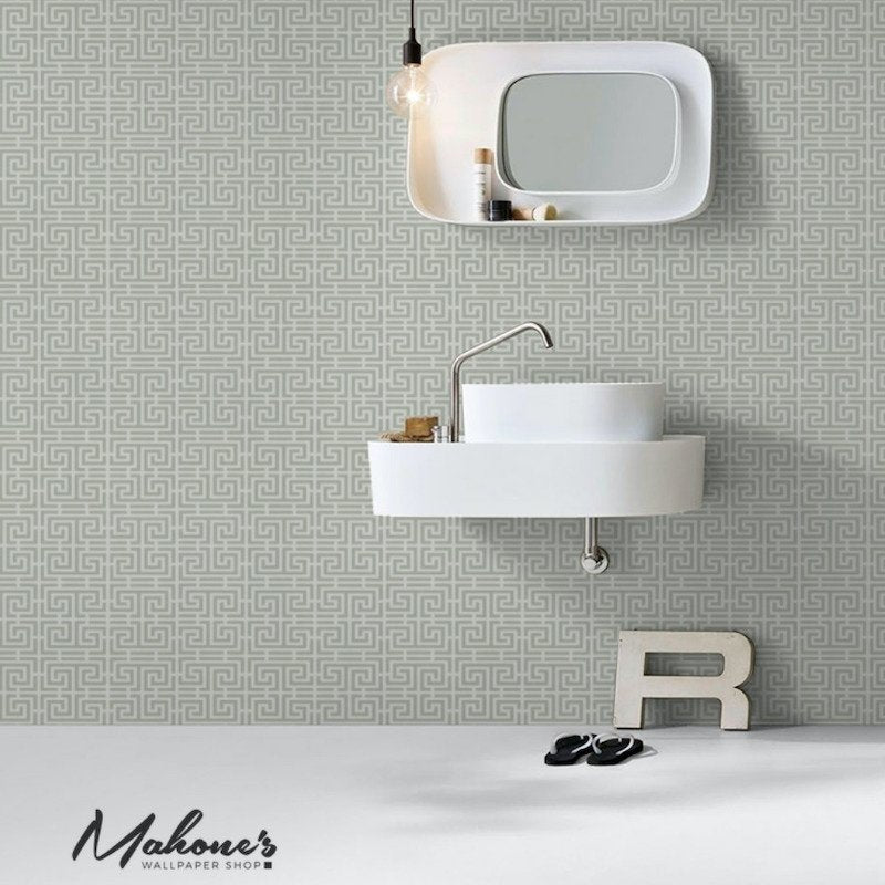 Search 5004161 Chinois Fret Mineral Schumacher Wallpaper