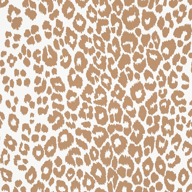 Sample - Schumacher Iconic Leopard Pattern Animal Print Wallpaper in Linen  Beige