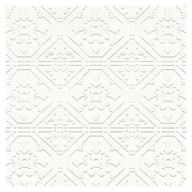 Buy 4000-93996 PaintWorks Brooklyn White Tin Paintable White Brewster Wallpaper