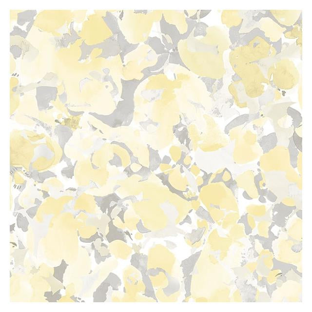 Purchase FW36823 Fresh Watercolors Yellow Bloom Wallpaper in Yellow & Grey by Norwall Wallpaper
