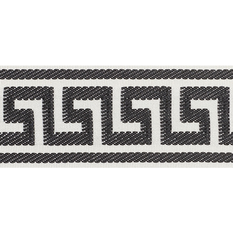 74705 | Etienne Silk Greek Key, Black - Schumacher Fabric