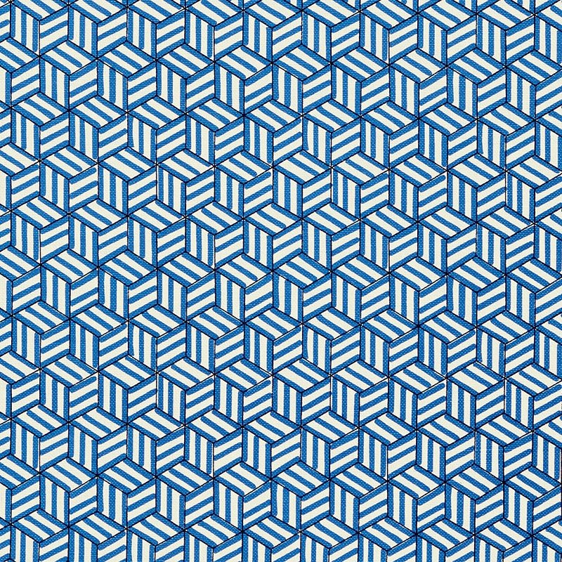 Purchase sample of 176041 Tumbling Blocks, Cobalt by Schumacher Fabric