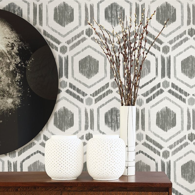 Buy 2901-25432 Perennial Borneo Taupe Geometric Grasscloth A Street Prints Wallpaper