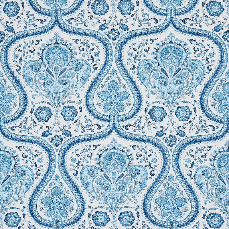 Purchase sample of 179860 Paisley Court, Blue by Schumacher Fabric