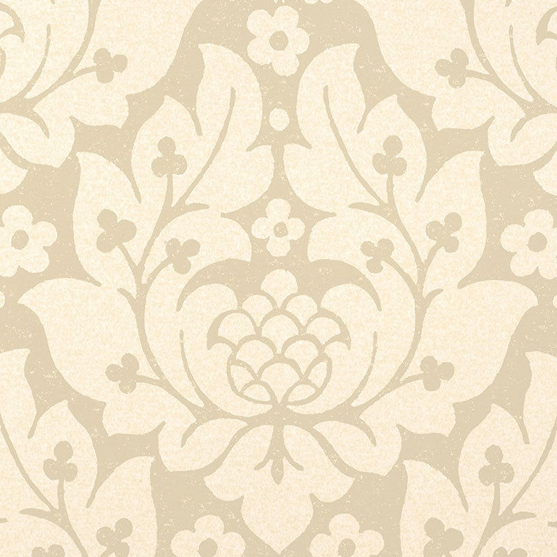 Search 5003670 Fiore Damask Linen Schumacher Wallpaper
